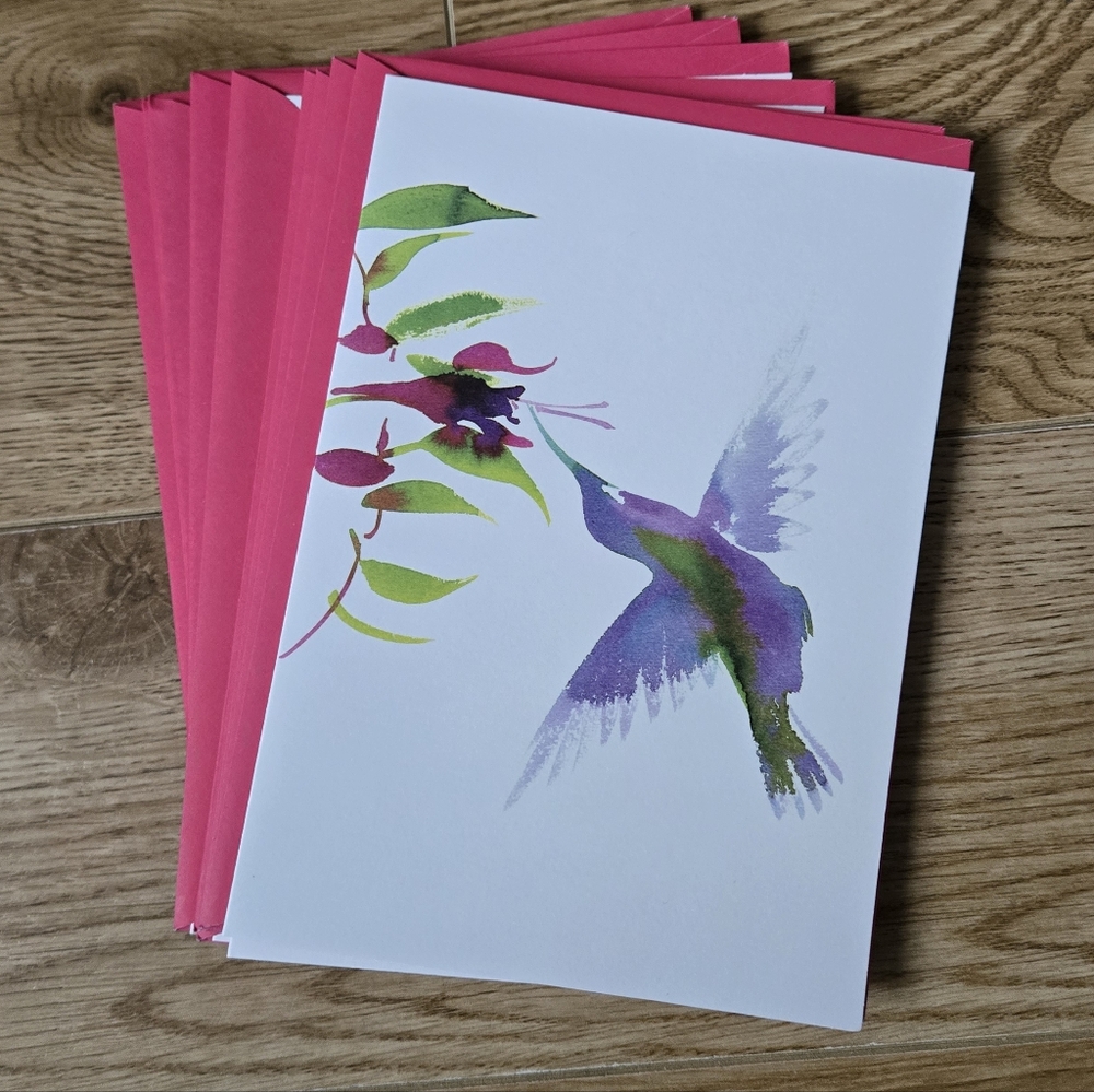 NEW❤️10 Quality Blank Cards. Hummingbird Cards w Matching Envelopes